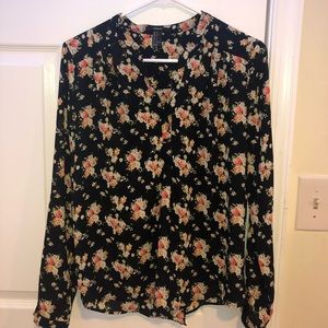 forever21 black floral blouse